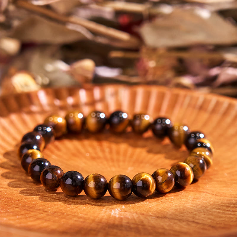 8mm Tiger Eye Strength Bracelet for Protection & Courage