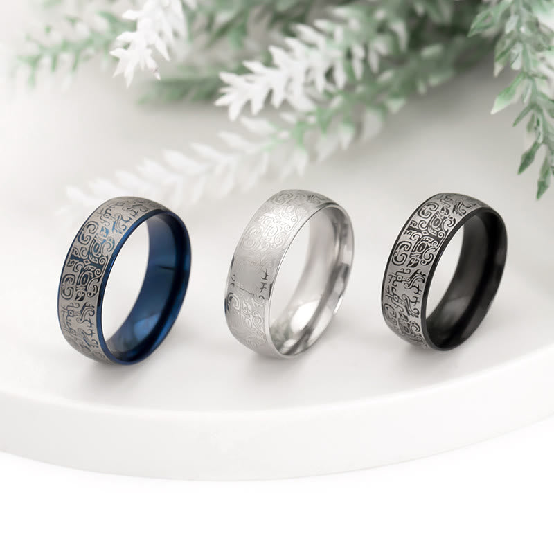 8mm Titanium Steel Taotie Ring for Luck & Wealth