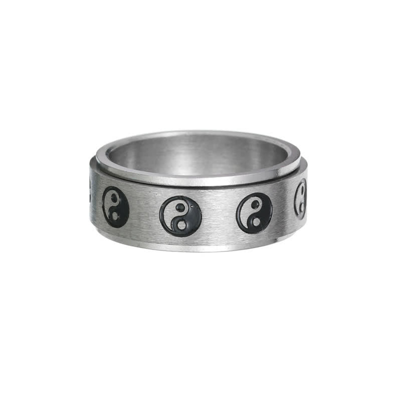 8mm Titanium Steel Yin Yang Balance Rotatable Ring