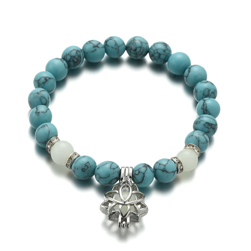 8mm Turquoise Glowstone Protection Bracelet for Meditation