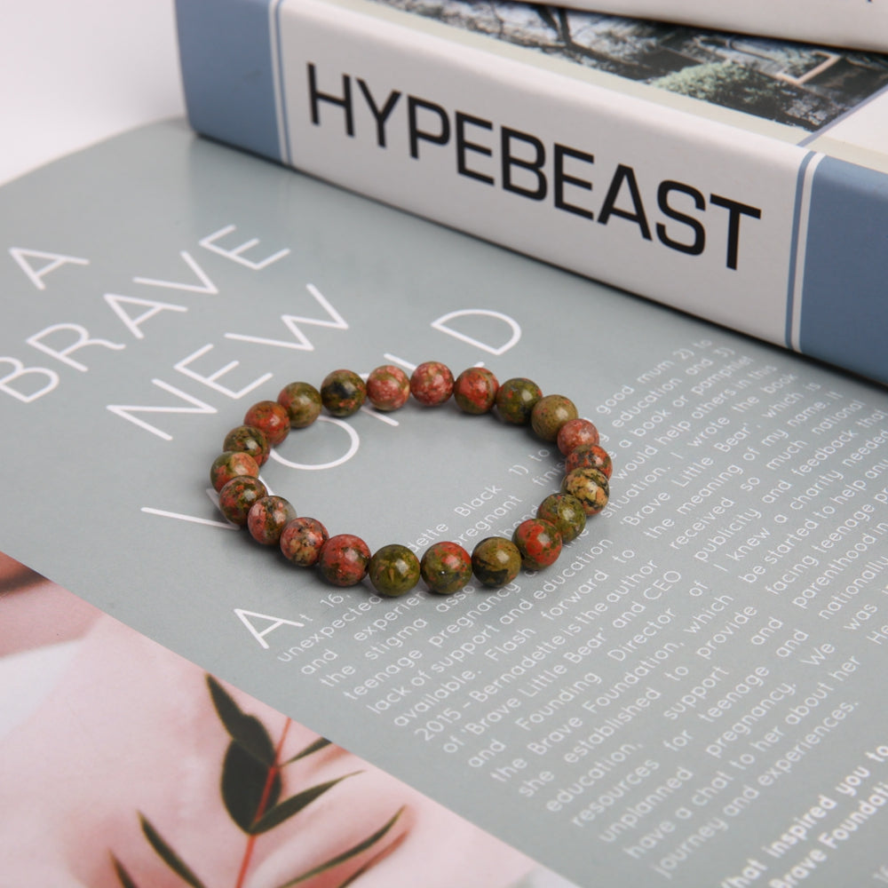 8mm Unakite Crystal Spiritual Bracelet for Healing