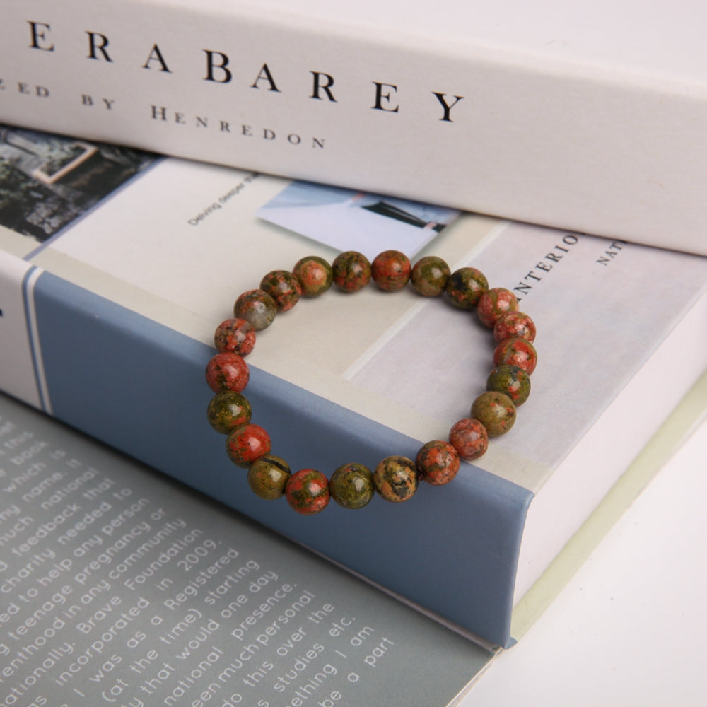 8mm Unakite Crystal Spiritual Bracelet for Healing
