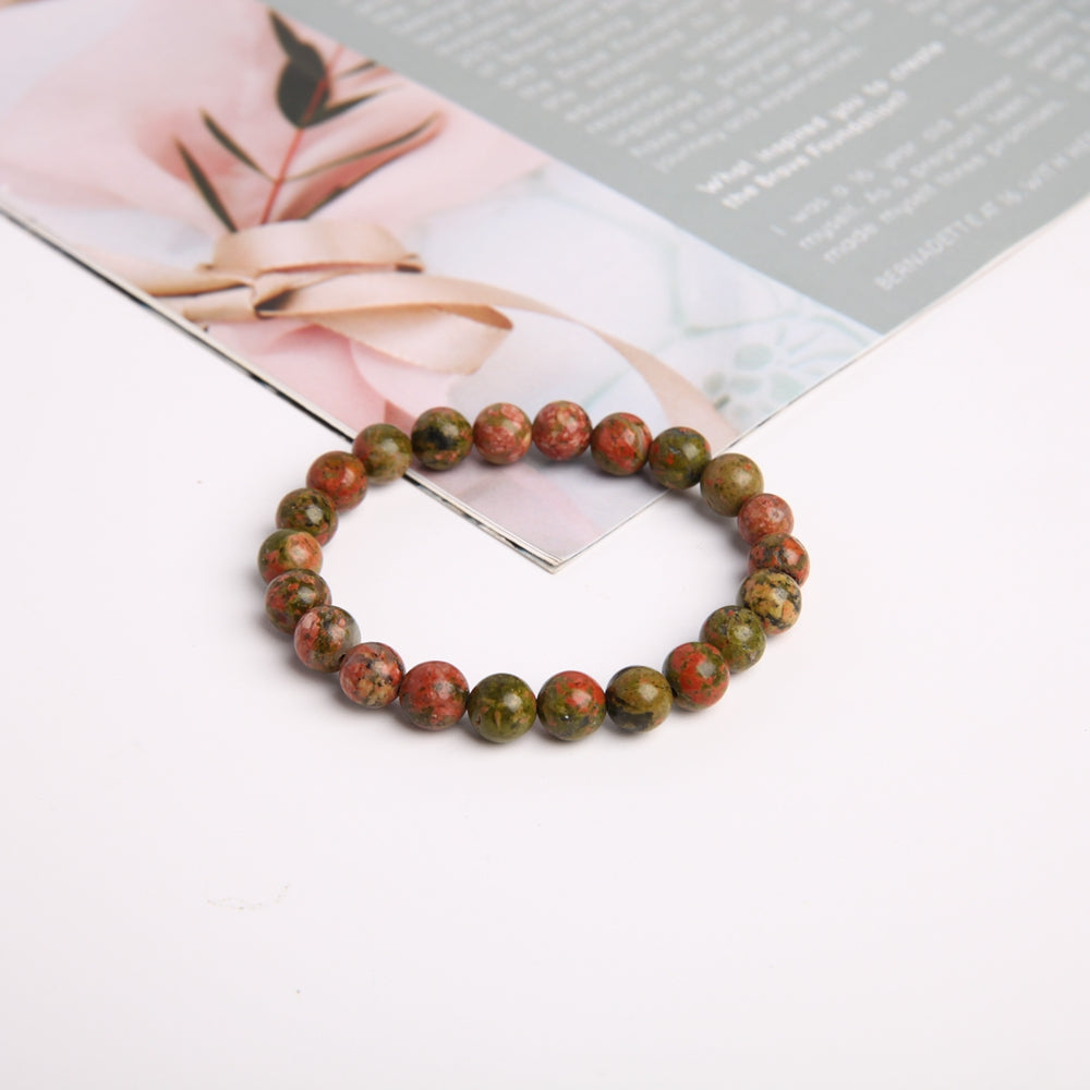 8mm Unakite Crystal Spiritual Bracelet for Healing
