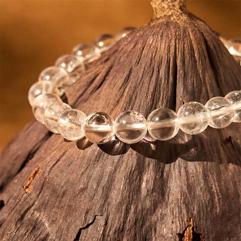 8mm White Crystal Clarity Meditation Bracelet