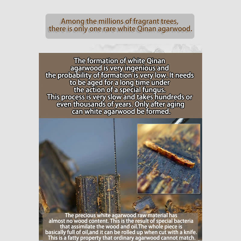 8mm White Qinan Agarwood Wood Mala Bracelet for Peace & Strength