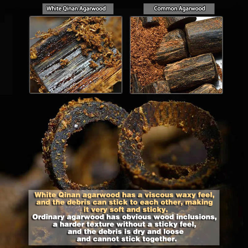 8mm White Qinan Agarwood Wood Mala Bracelet for Peace & Strength