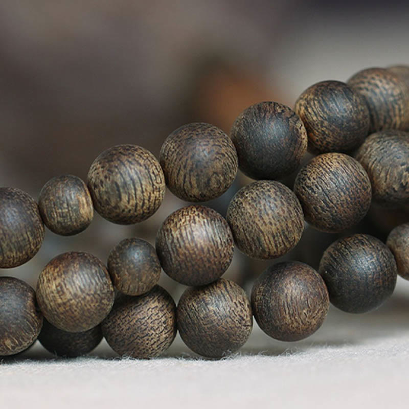 8mm White Qinan Agarwood Wood Mala Bracelet for Peace & Strength