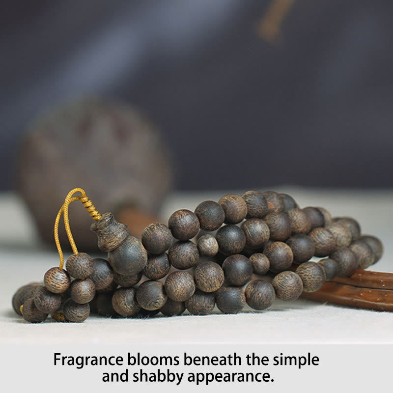 8mm White Qinan Agarwood Wood Mala Bracelet for Peace & Strength