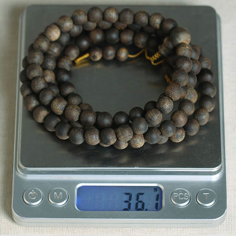 8mm White Qinan Agarwood Wood Mala Bracelet for Peace & Strength