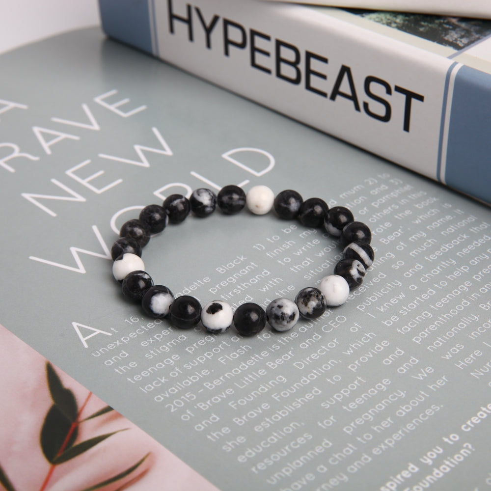 8mm Zebra Jasper Crystal Agate Bracelet for Healing