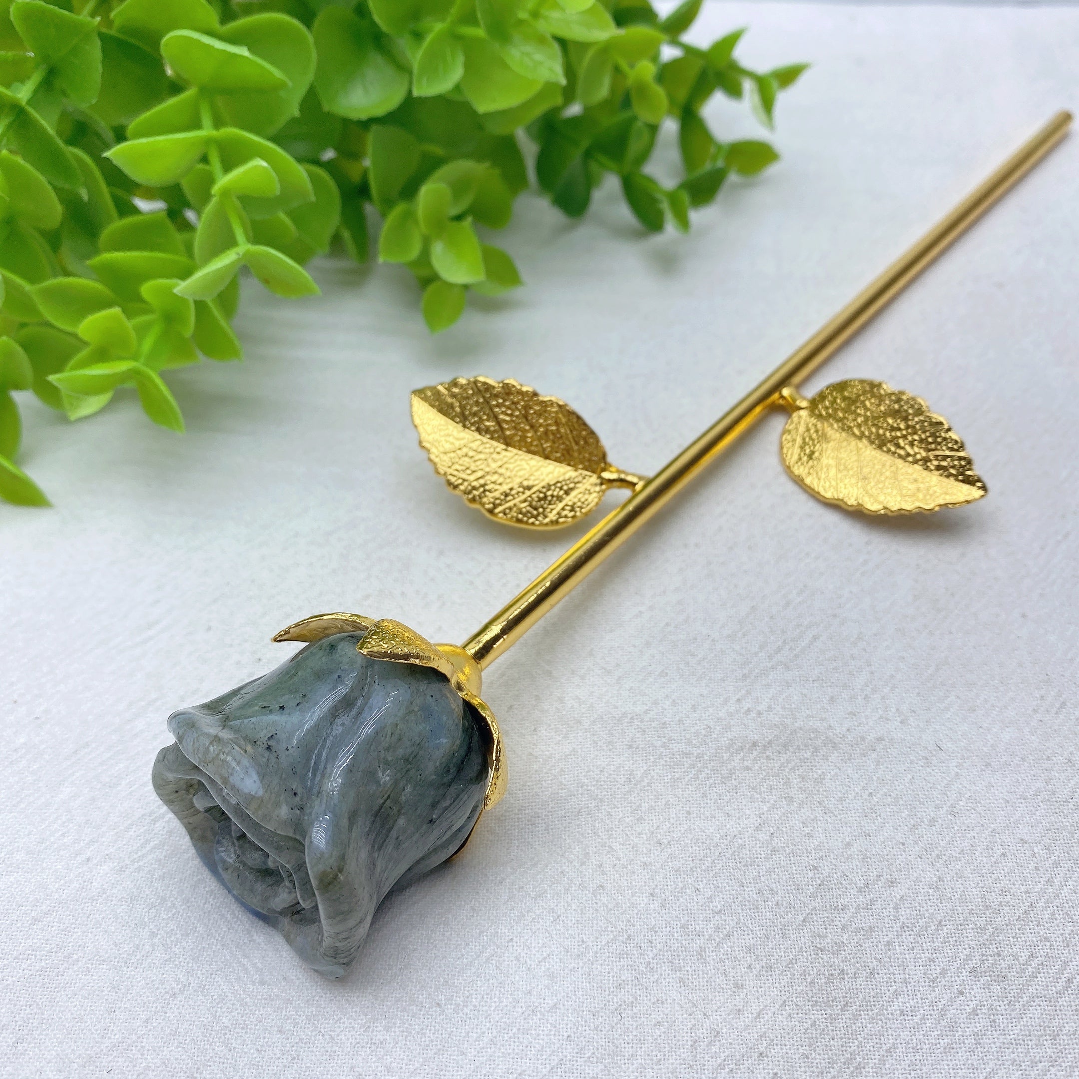 9 Inch Mixed Crystal Rose Figurine for Healing & Decoration