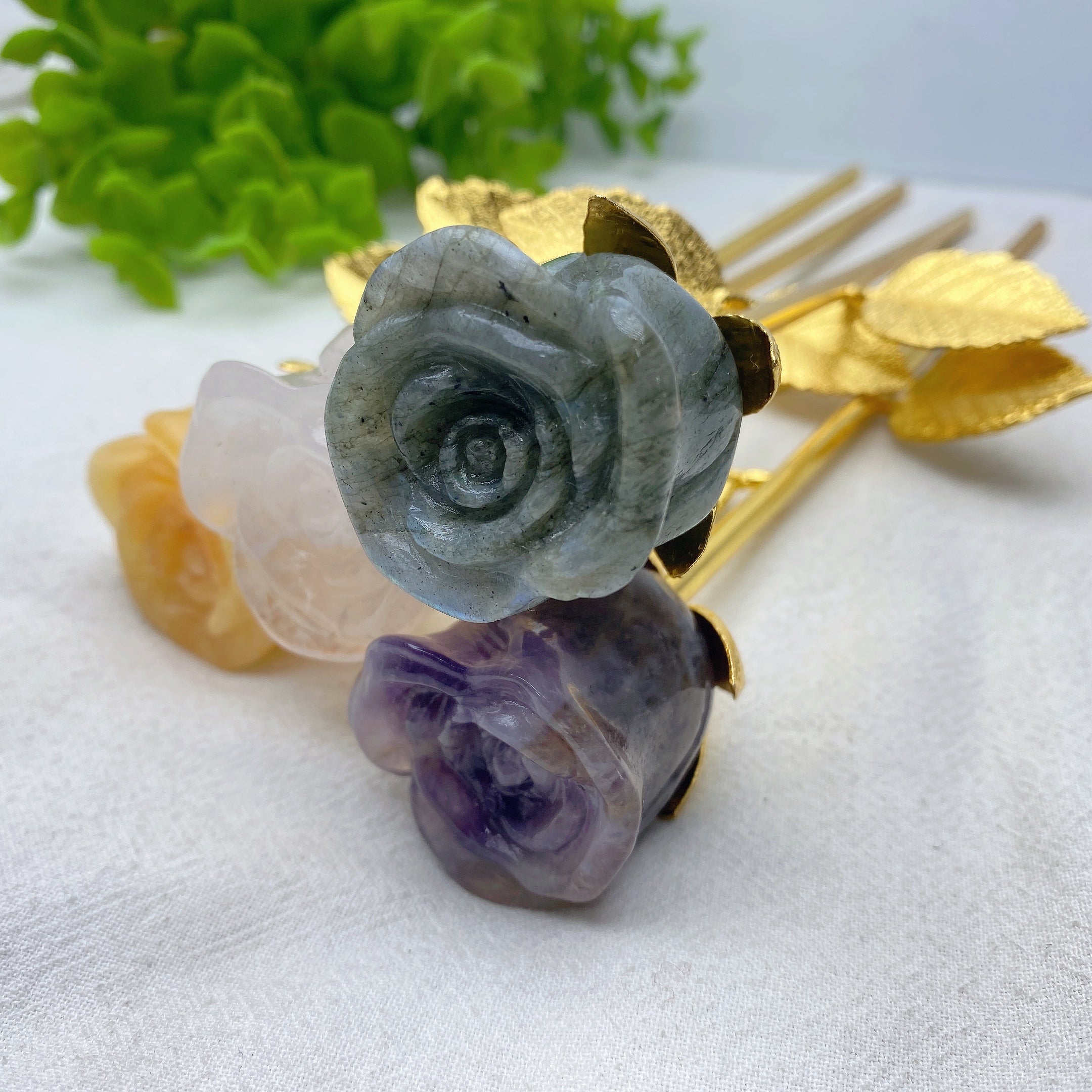 9 Inch Mixed Crystal Rose Figurine for Healing & Decoration