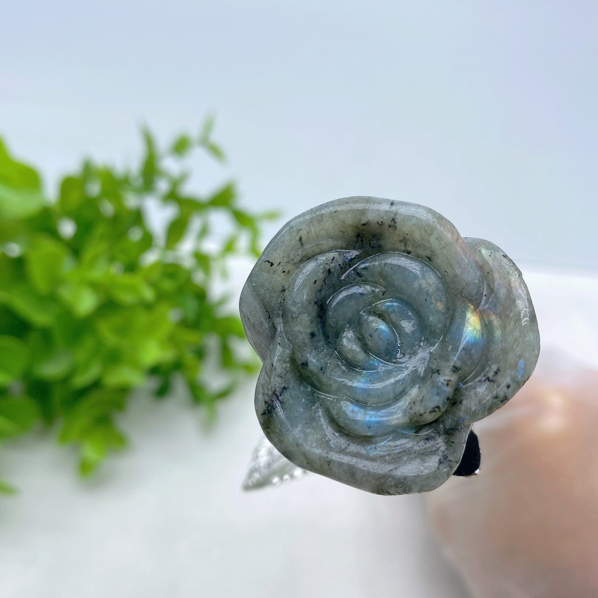 9 Inch Mixed Crystal Rose Figurine for Healing & Decoration