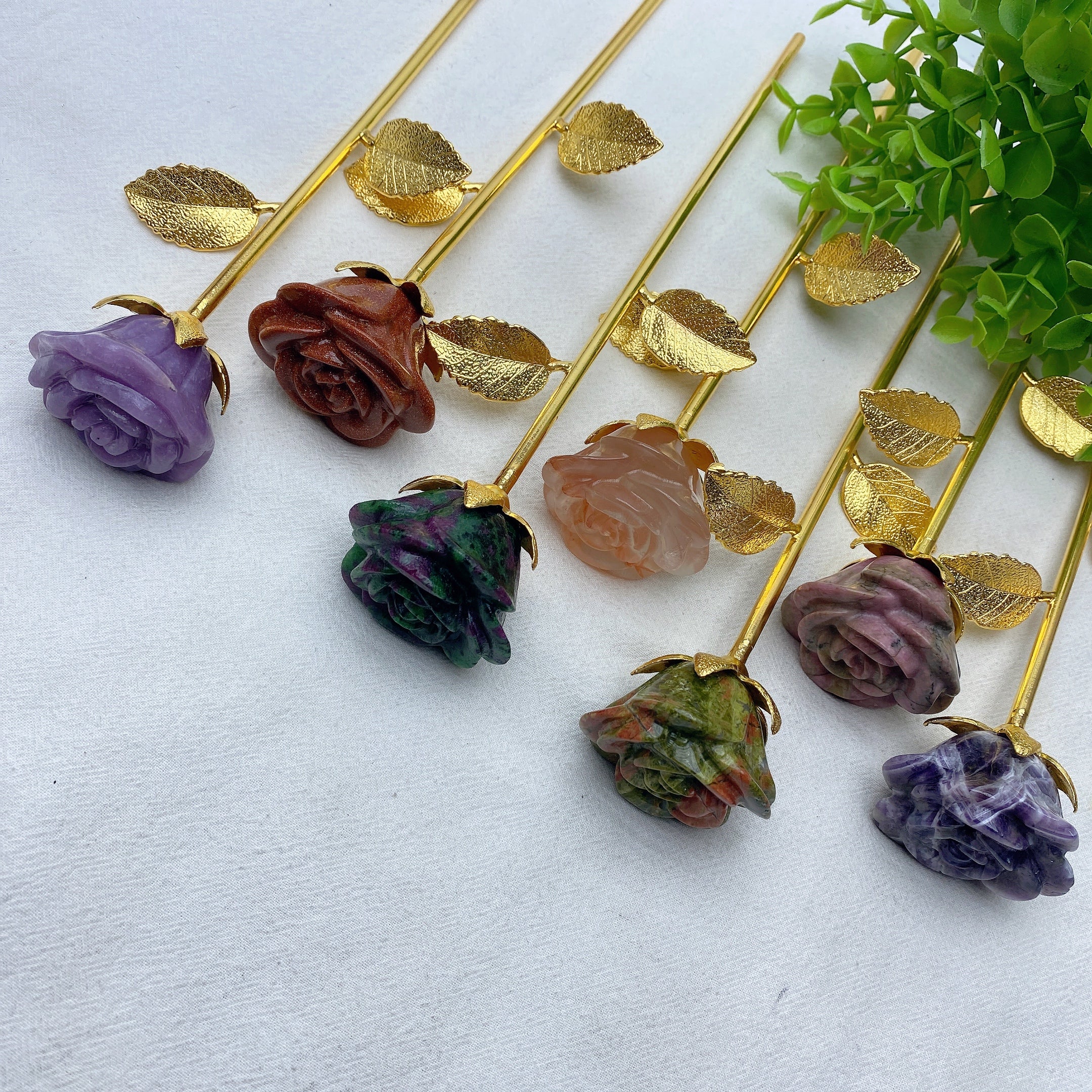 9-inch Mixed Crystal Rose Figurine for Healing Energy