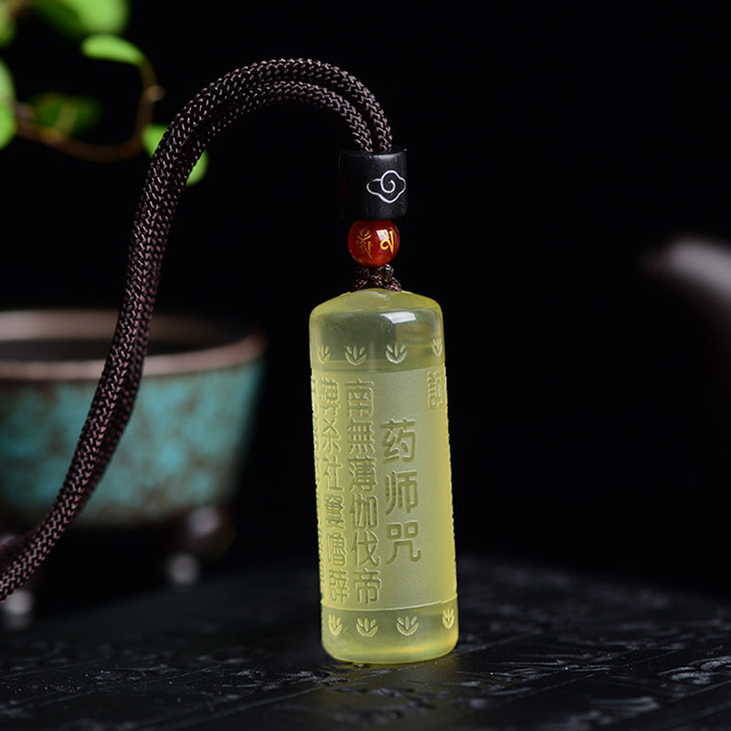 Citrine Heart Sutra Necklace for Happiness & Strength