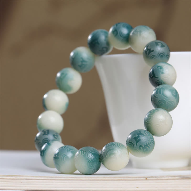 Unisex Bodhi Seed Om Mani Padme Hum Engraved Bracelet