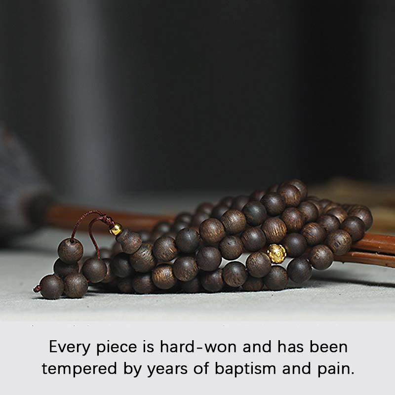 Rare Brunei Agarwood Bracelet with Pure Gold Beads