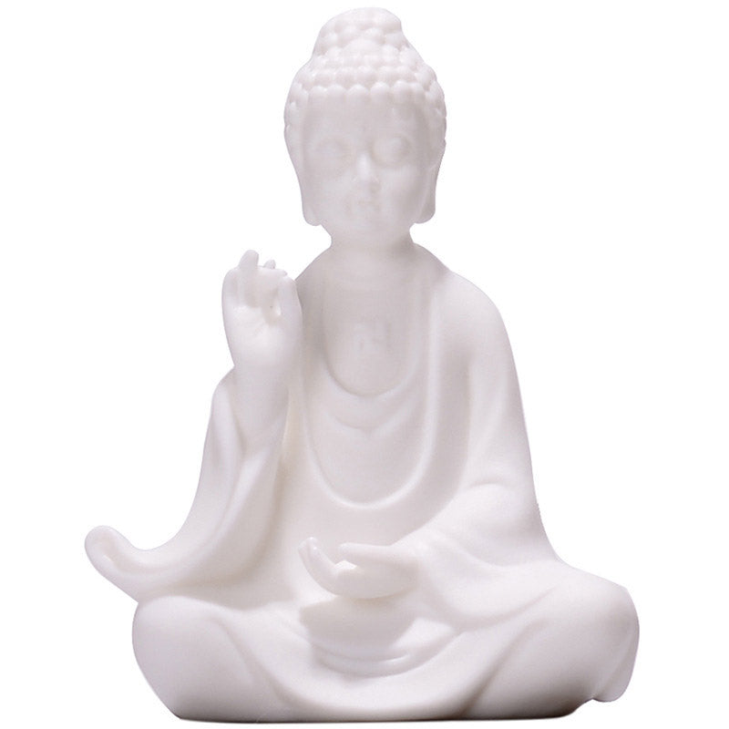 Ceramic Avalokitesvara Buddha Statue LED Blessing 8x11.5cm