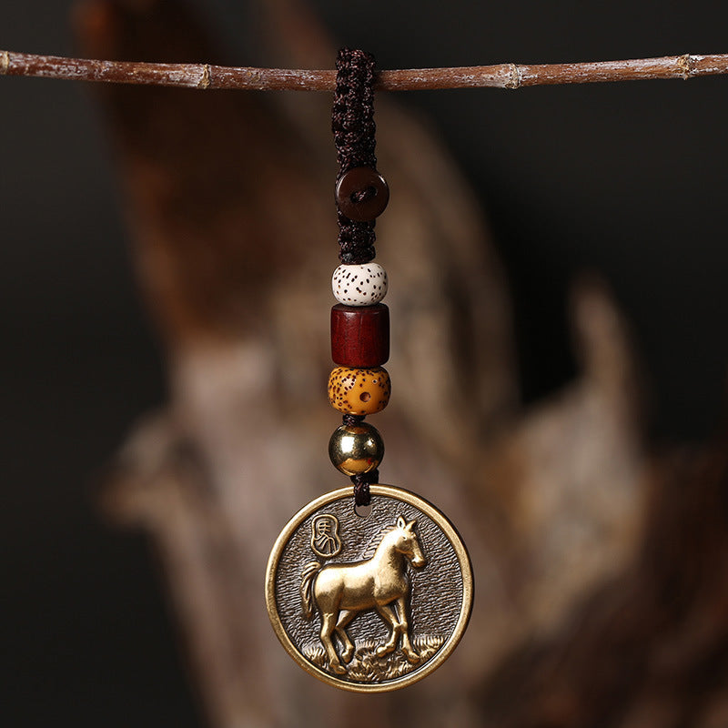 Copper Chinese Zodiac Keychain for Luck & Balance