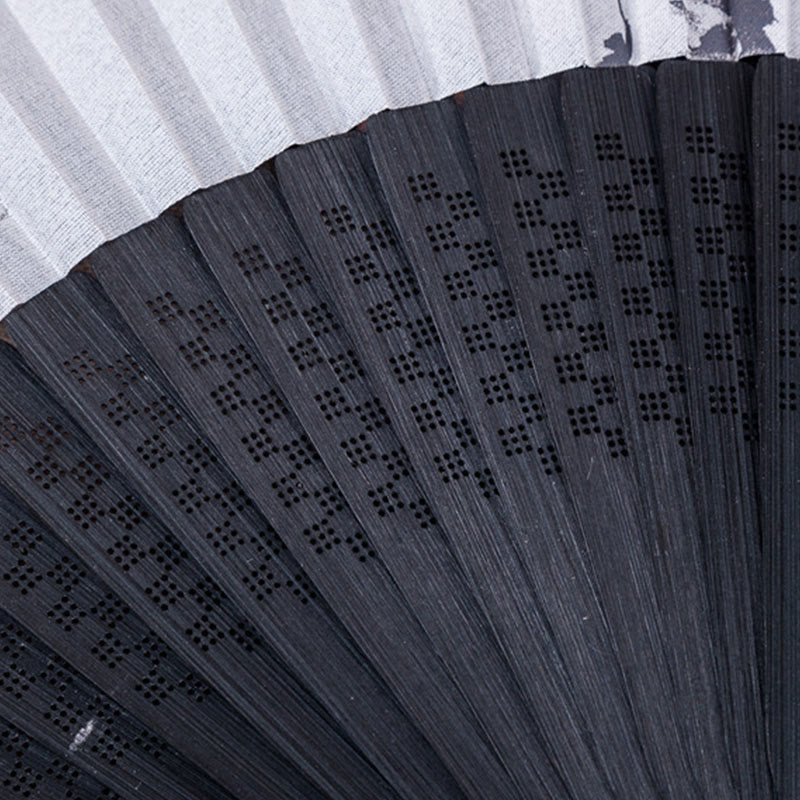 Plum Blossom Silk Bamboo Folding Fan 22.5cm Elegant Handheld