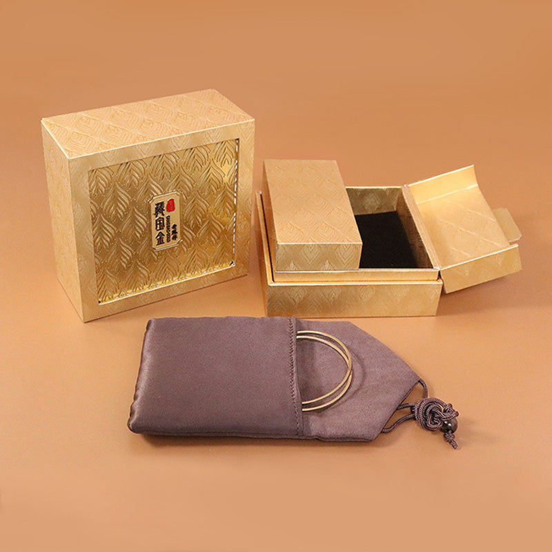 Gold Zen Jewelry Storage Box with Feather Pattern