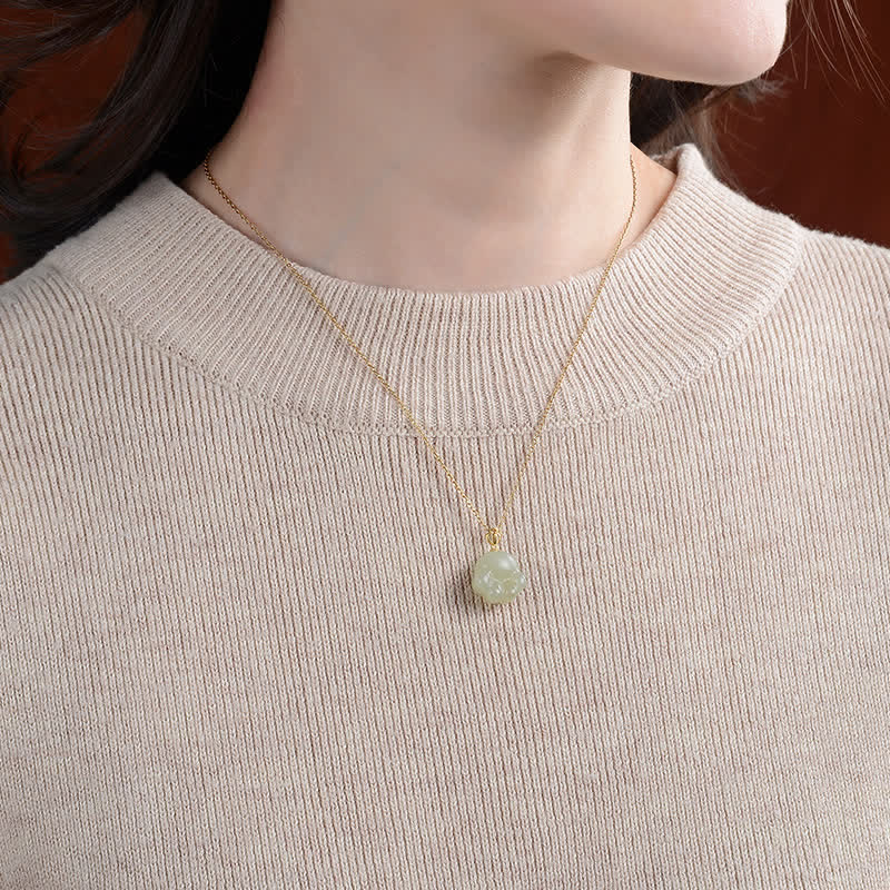 Hetian White Jade Cat Paw Luck Necklace in 925 Silver