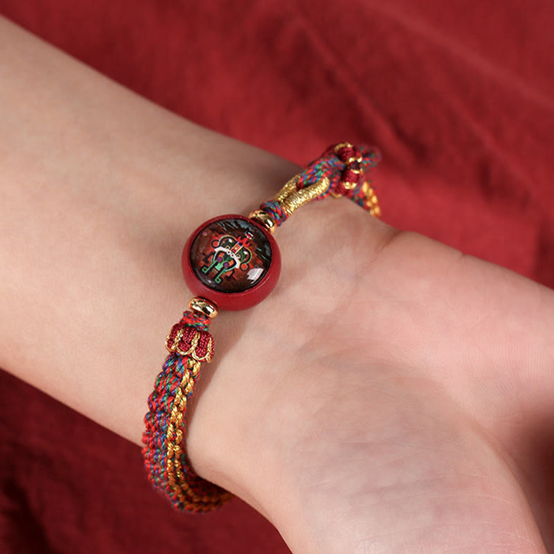 Colorful Rope Cinnabar Thangka Blessing Bracelet