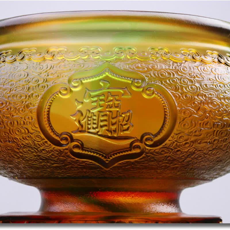 Handmade Liuli Crystal PiXiu Treasure Bowl Art Piece
