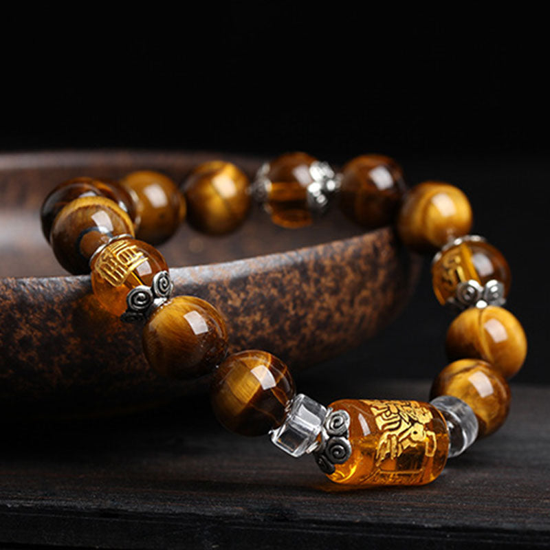 10mm Tiger Eye Bead Prosperity Bracelet for Courage
