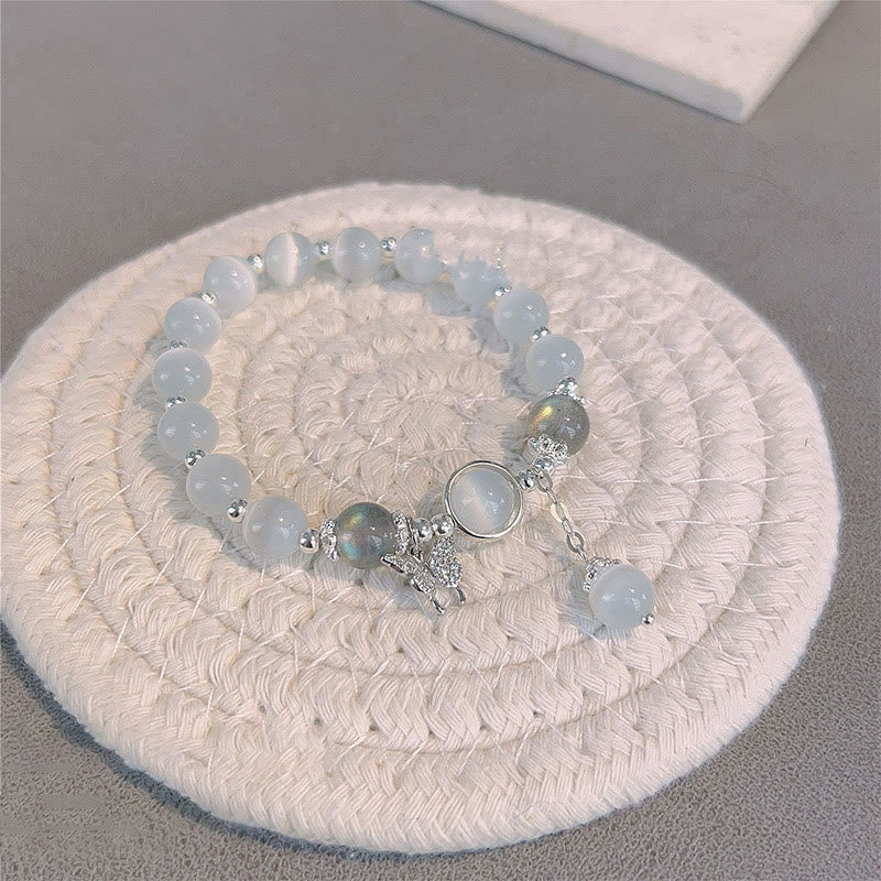 Cat's Eye Moonstone Bracelet with Butterfly or Star Charm for Balance