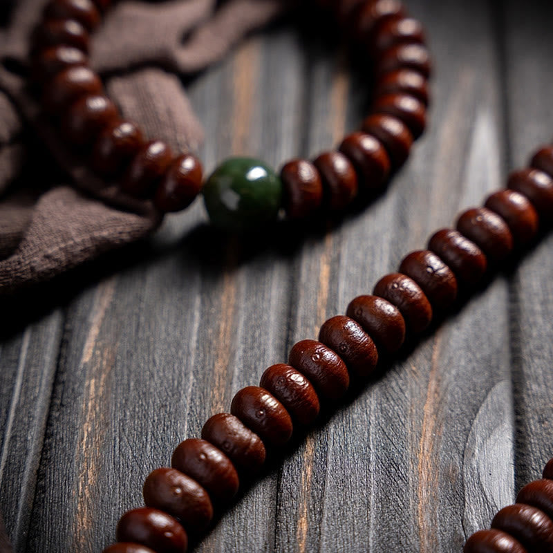 Purple Bodhi Seed & Hetian Jade Wisdom Bracelet 12mm