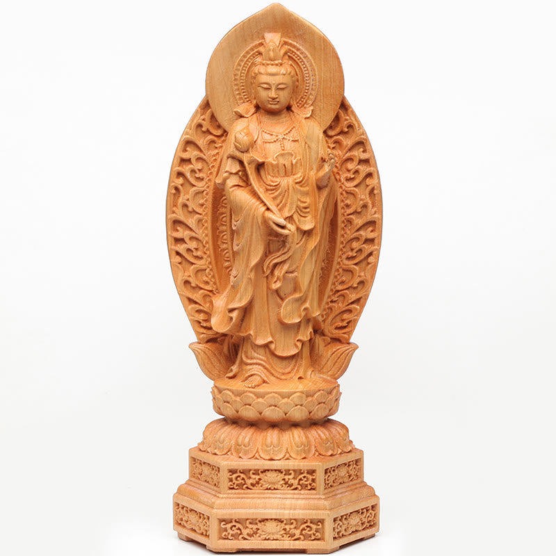 Mahasthamaprapta Bodhisattva Thuja Wood Optimistic Buddha Statue