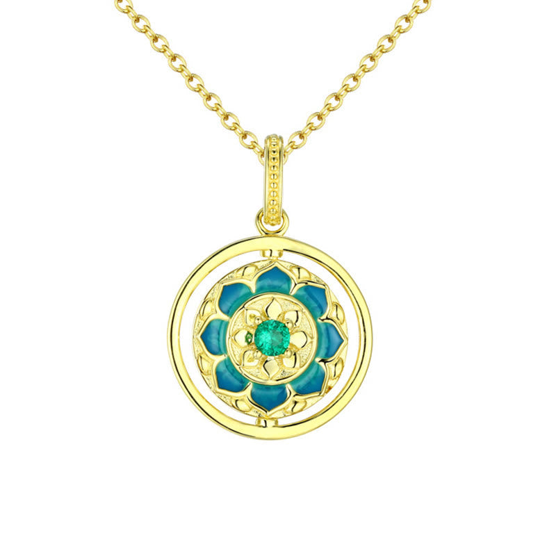 Sterling Silver Lotus Necklace 18.5mm for Enlightenment