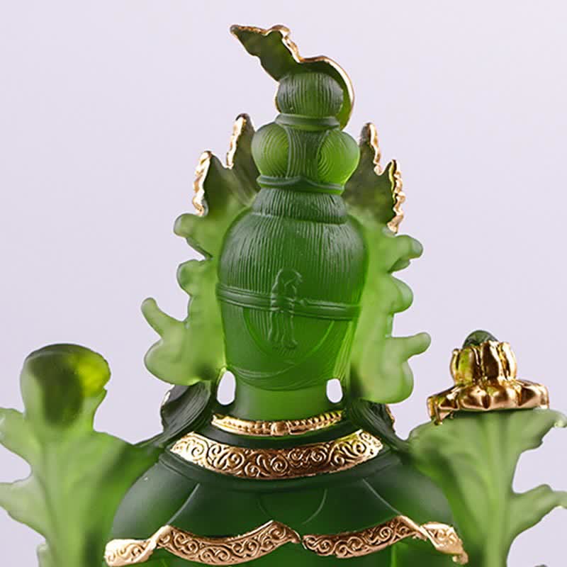 Handmade Liuli Green Tara Buddha Statue | Protection Decor