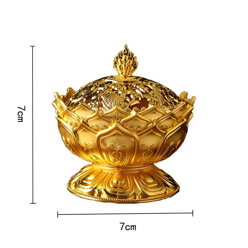 7cm Zinc Alloy Lotus Incense Burner for Meditation