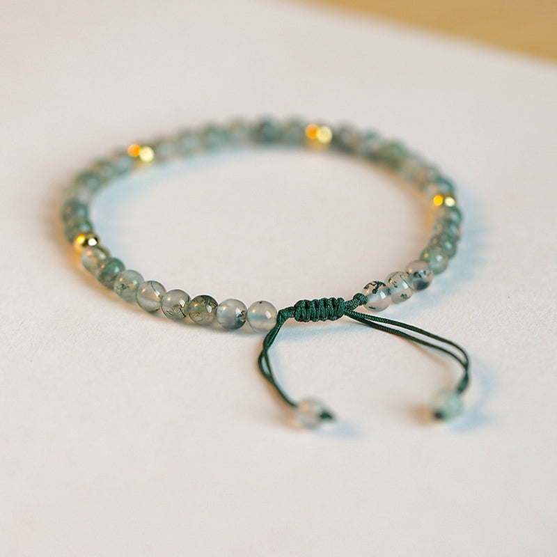 4mm Moss Agate Lucky Balance Meditation Bracelet