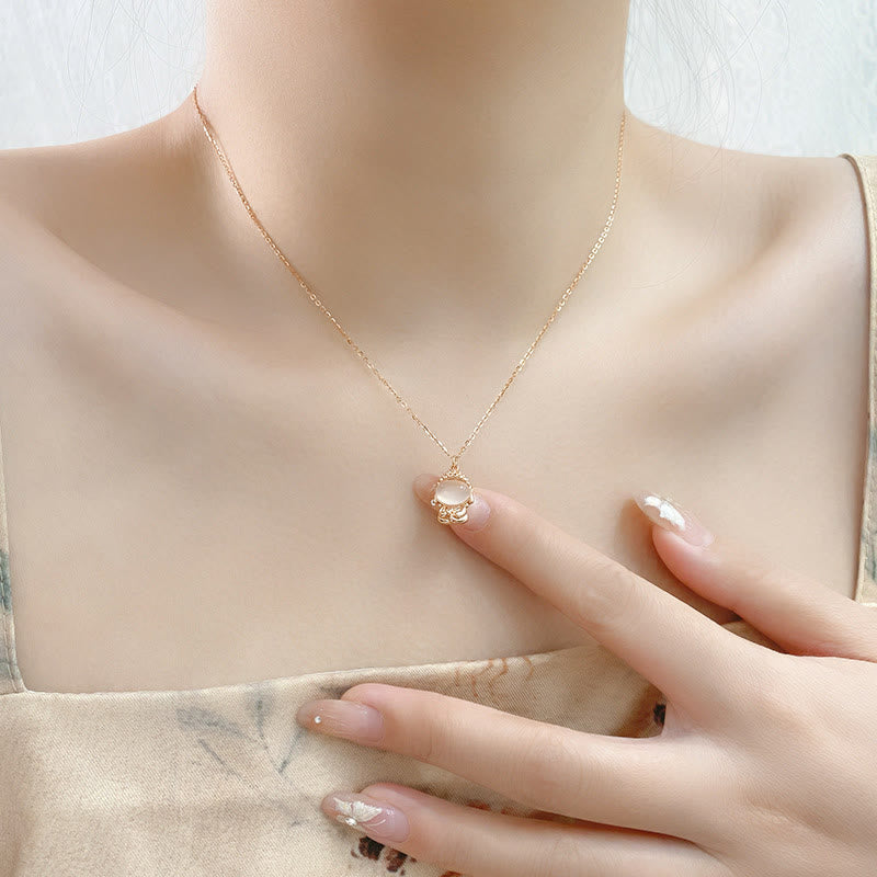 925 Silver Chalcedony Buddha Pendant Necklace