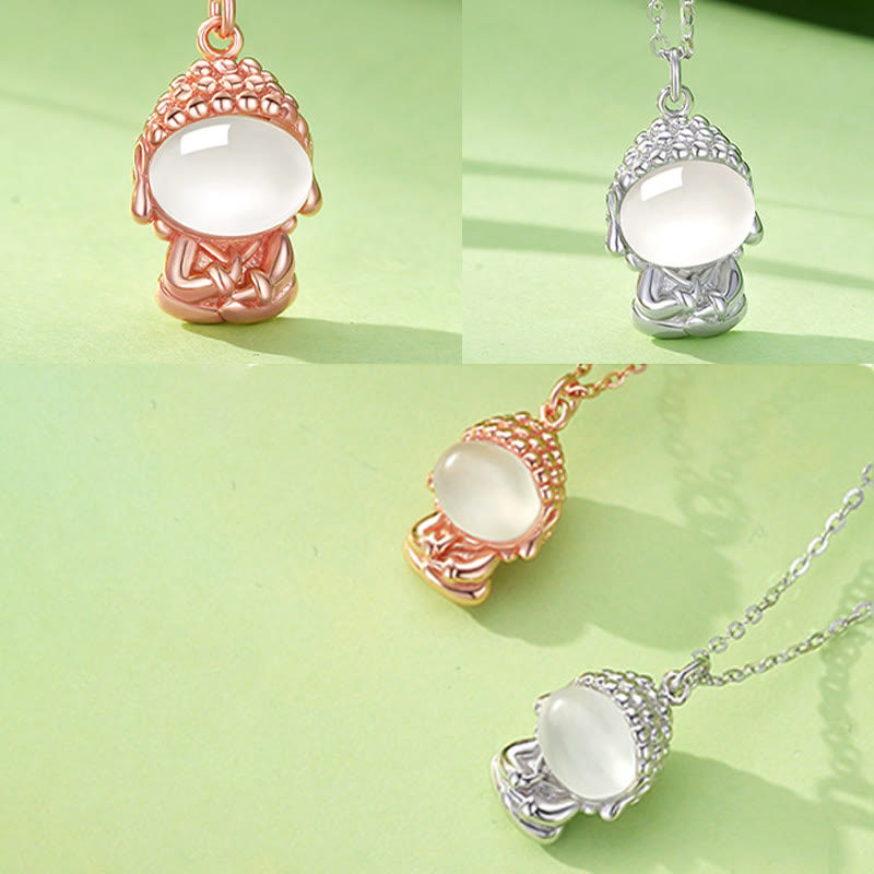 925 Silver Chalcedony Buddha Pendant Necklace