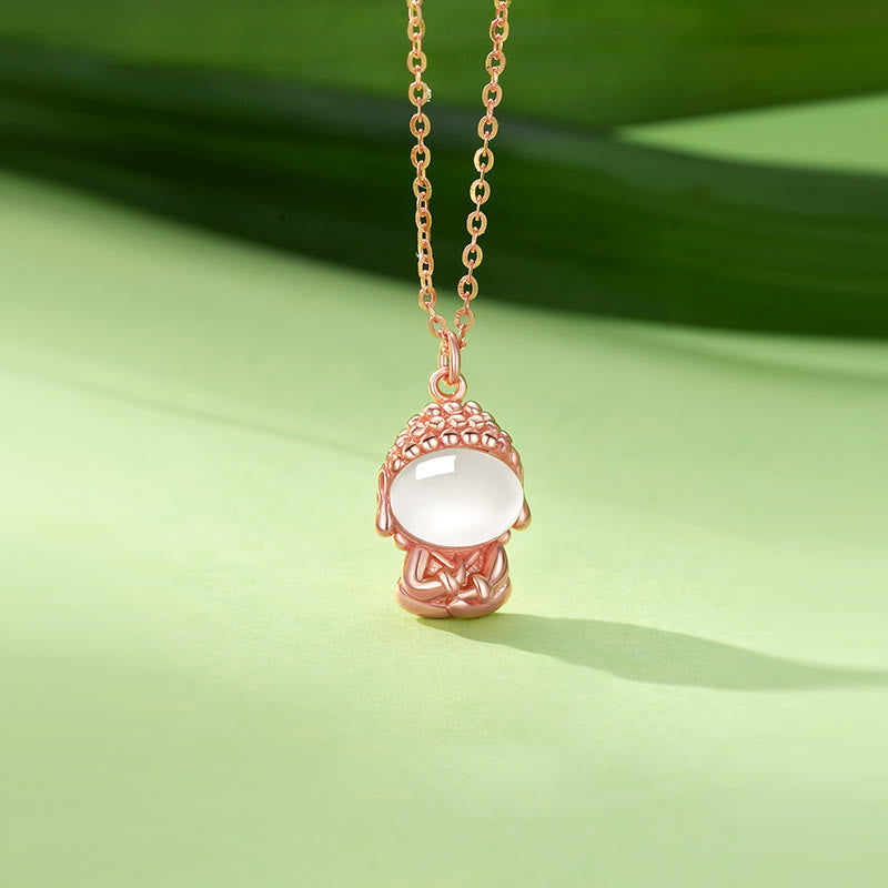 925 Silver Chalcedony Buddha Pendant Necklace