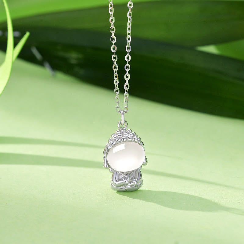 925 Silver Chalcedony Buddha Pendant Necklace