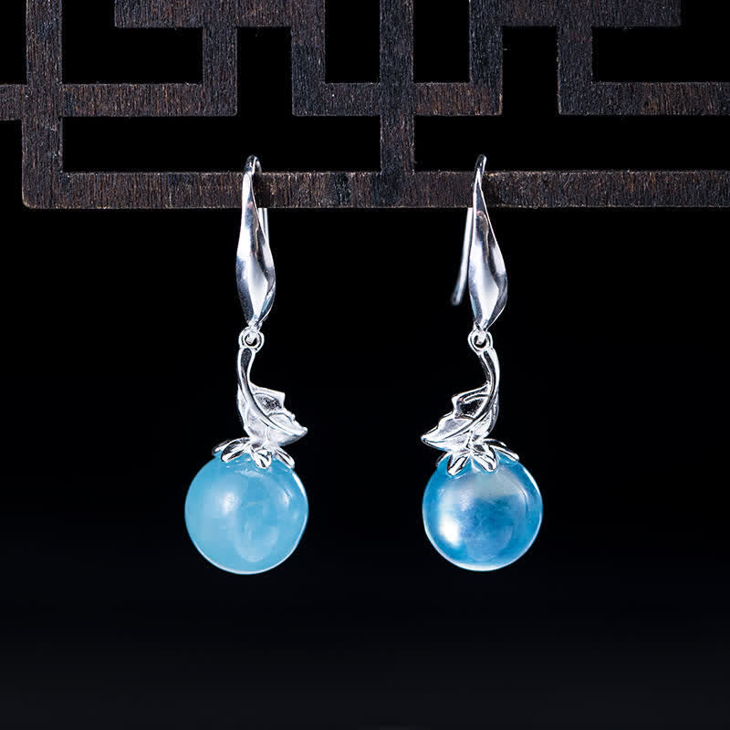 925 Sterling Silver Aquamarine Earrings Necklace for Emotional Healing
