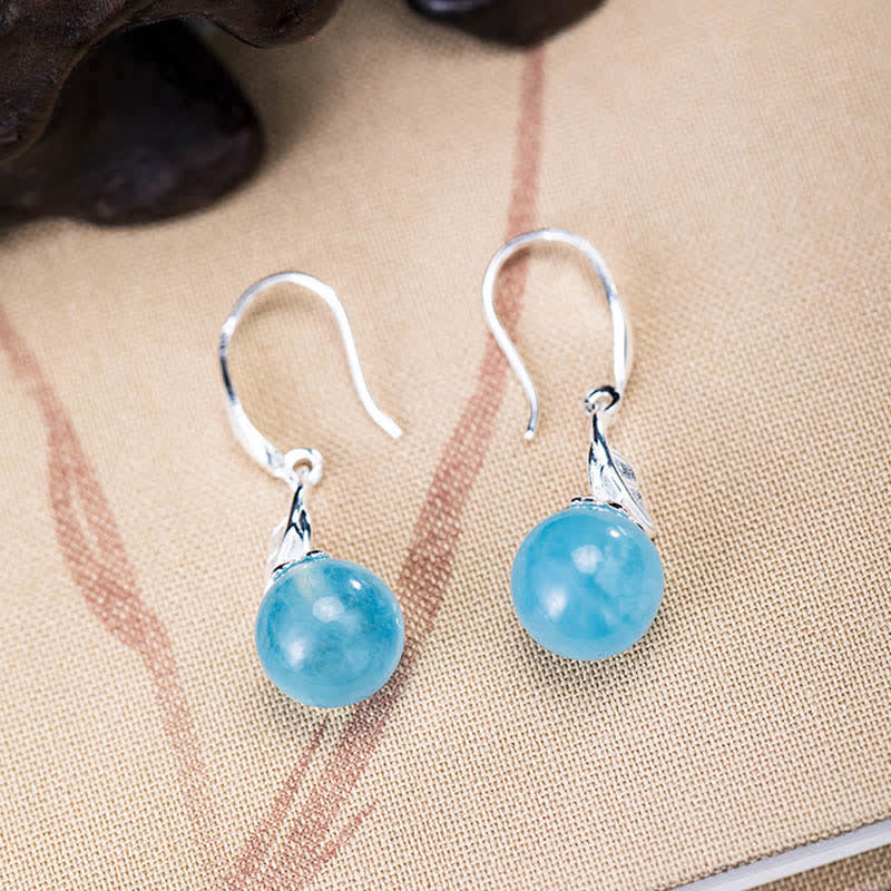 925 Sterling Silver Aquamarine Earrings Necklace for Emotional Healing