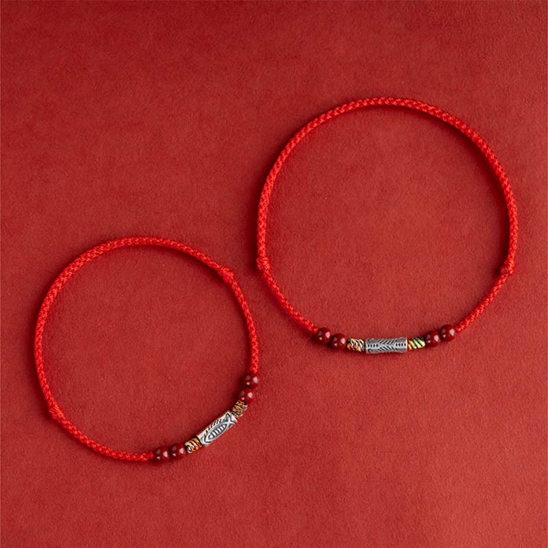 925 Sterling Silver Braided Koi Fish Bracelet for Wealth & Luck