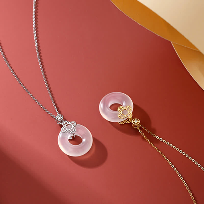 925 Sterling Silver Chalcedony Peace Buckle Necklace