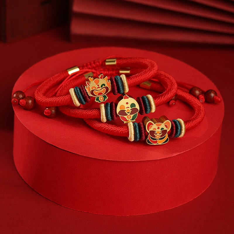 925 Sterling Silver Chinese Zodiac Red Bracelet for Luck