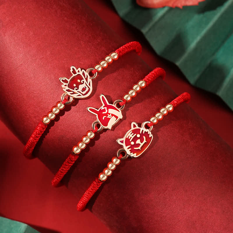 925 Sterling Silver Chinese Zodiac Red String Bracelet