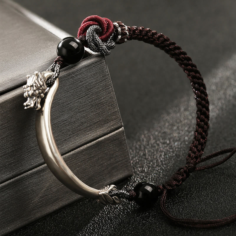 925 Sterling Silver Dragon Bracelet with Auspicious Success Symbol