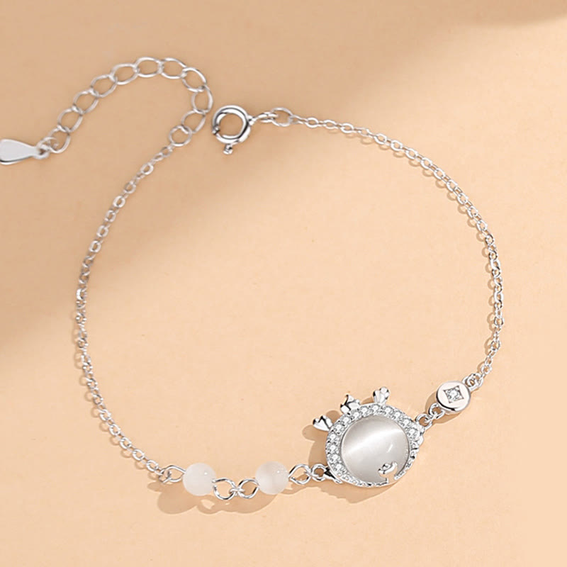 925 Sterling Silver Dragon Cat's Eye Protection Bracelet