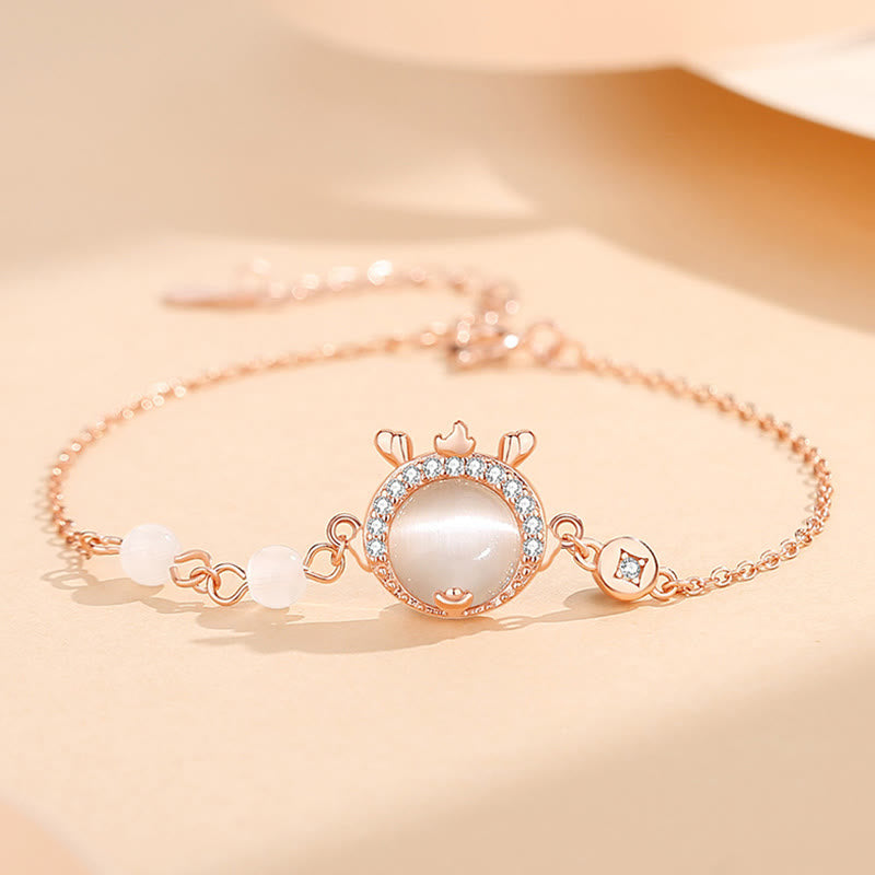 925 Sterling Silver Dragon Cat's Eye Protection Bracelet