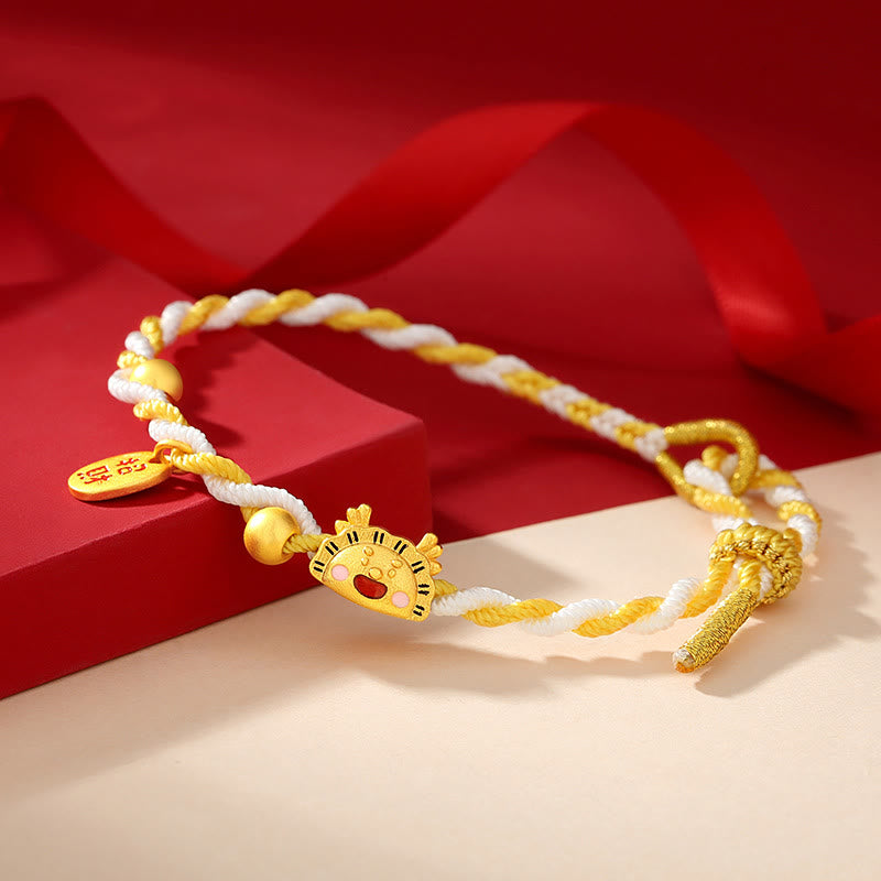 925 Sterling Silver Dragon Dumpling Attract Fortune Braided Bracelet